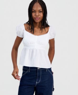 Juniors' Cotton Babydoll Top