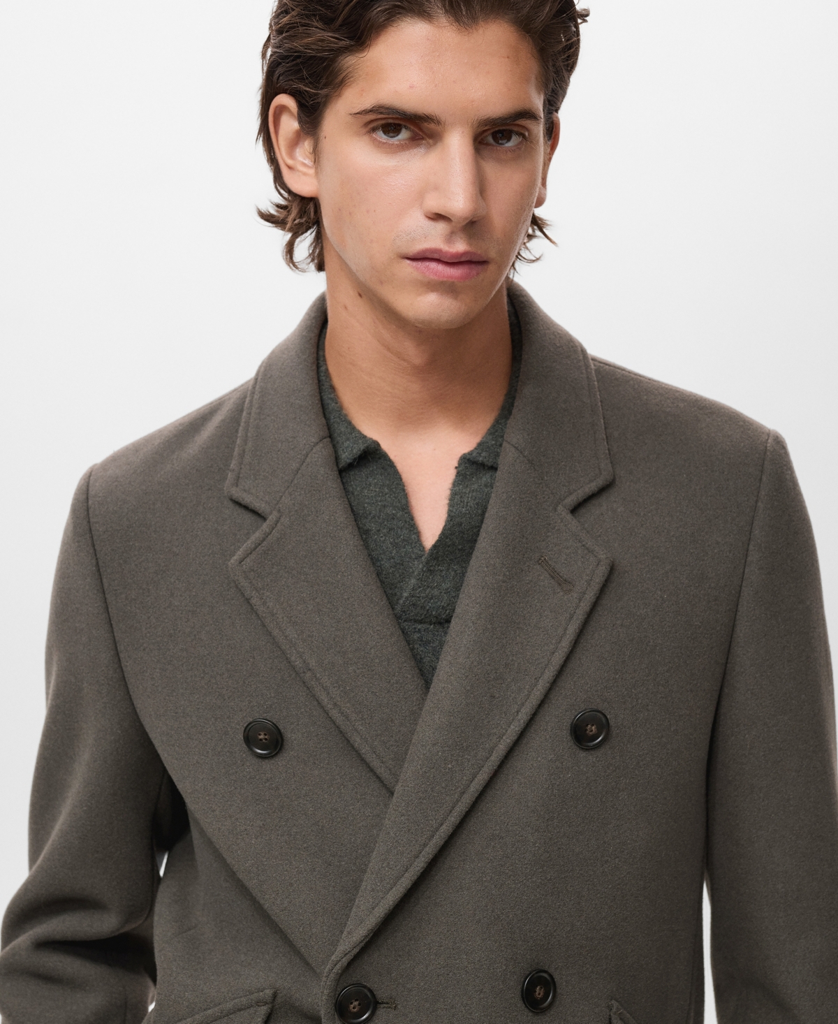 Mango Men's Double-Breasted Wool-Blend Coat