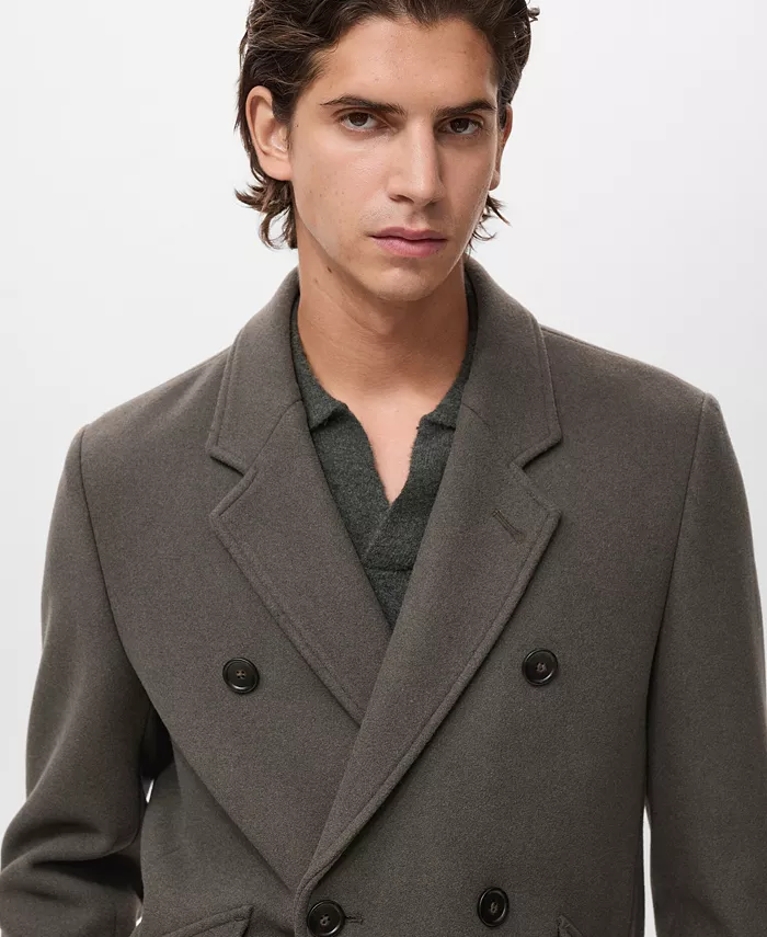 Men's Double-Breasted Wool-Blend Coat - thumbnail 4