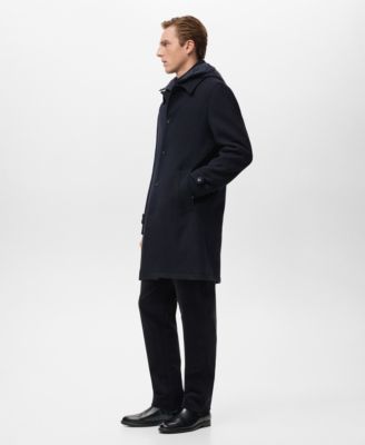 Men's Detachable Hood Wool Coat