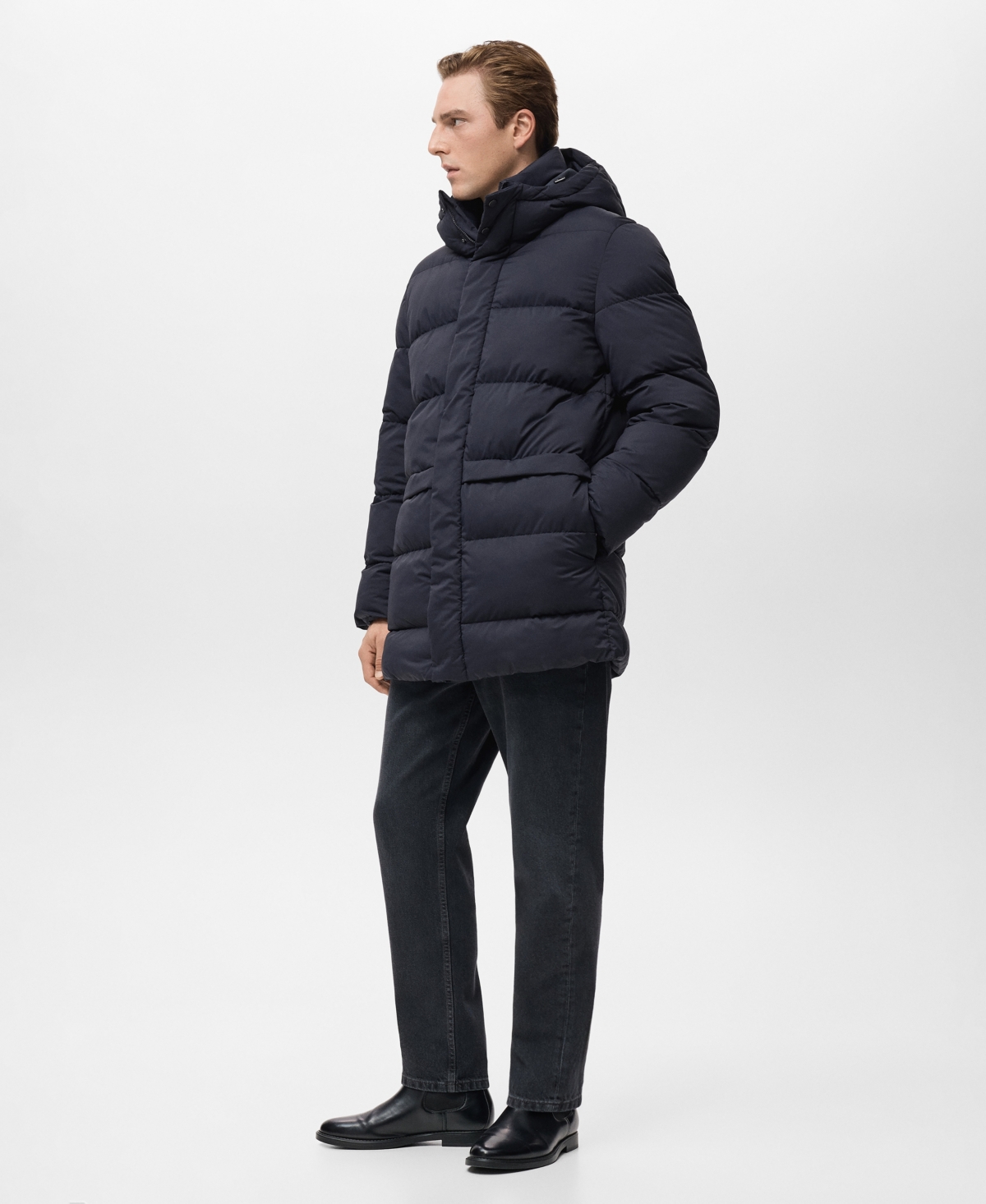 Mango Men's Water-Repellent Hood Puffer Coat
