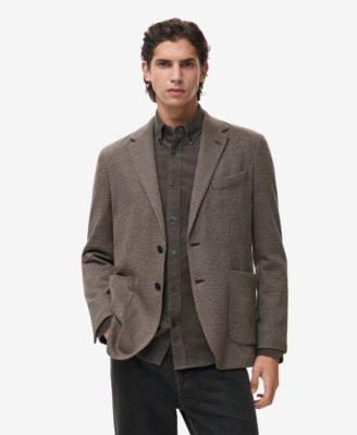 MANGO - Men's Slim-Fit Micro-Houndstooth Jacket