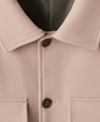 Men's Lapel Pockets Wool Effect Jacket