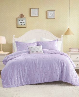 Rosalie Metallic Heart 4-Pc. Comforter Set, Full/Queen