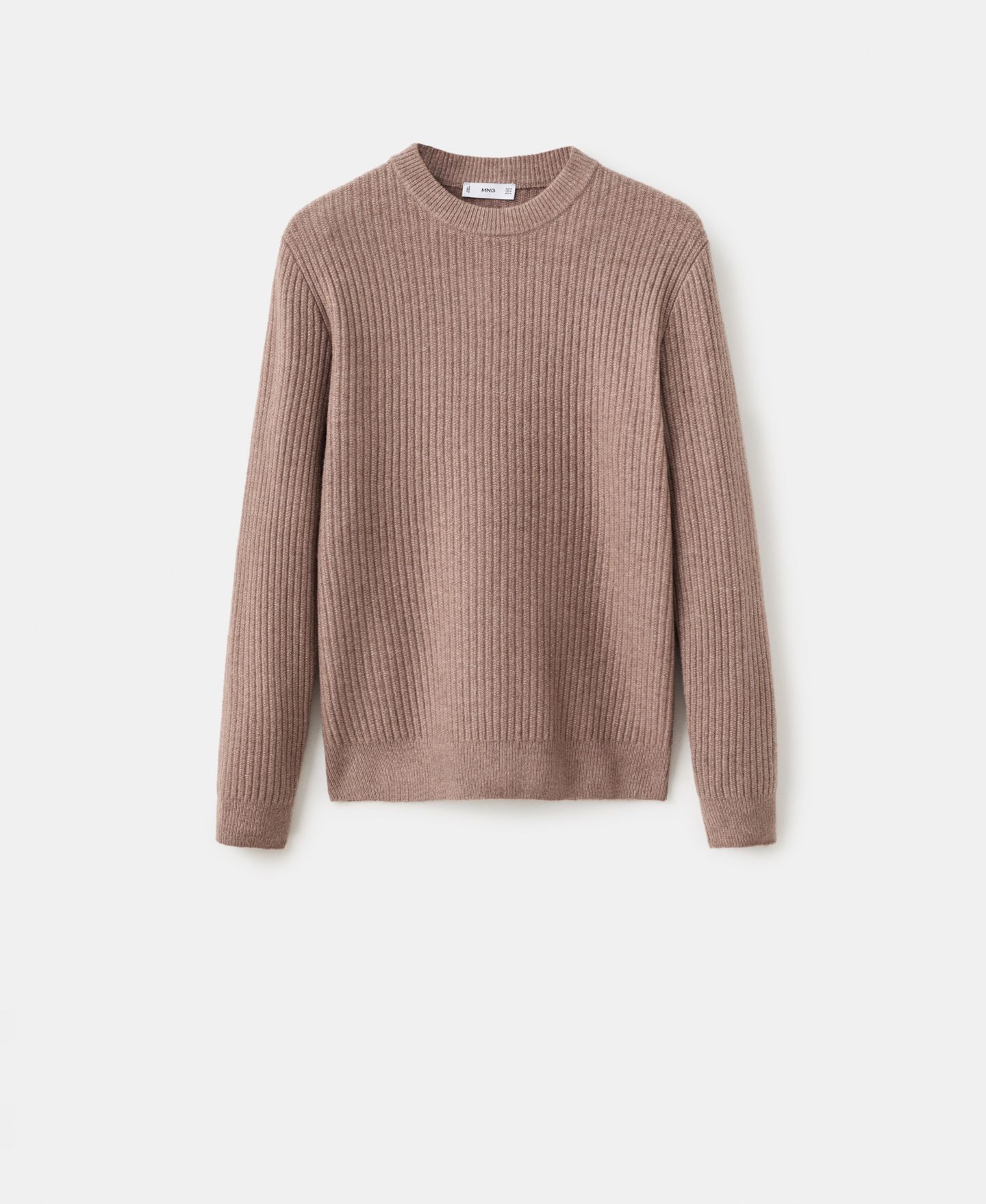 Мужской свитер MANGO Knitted Ribbed, цвет: Средний коричневый — фото 8