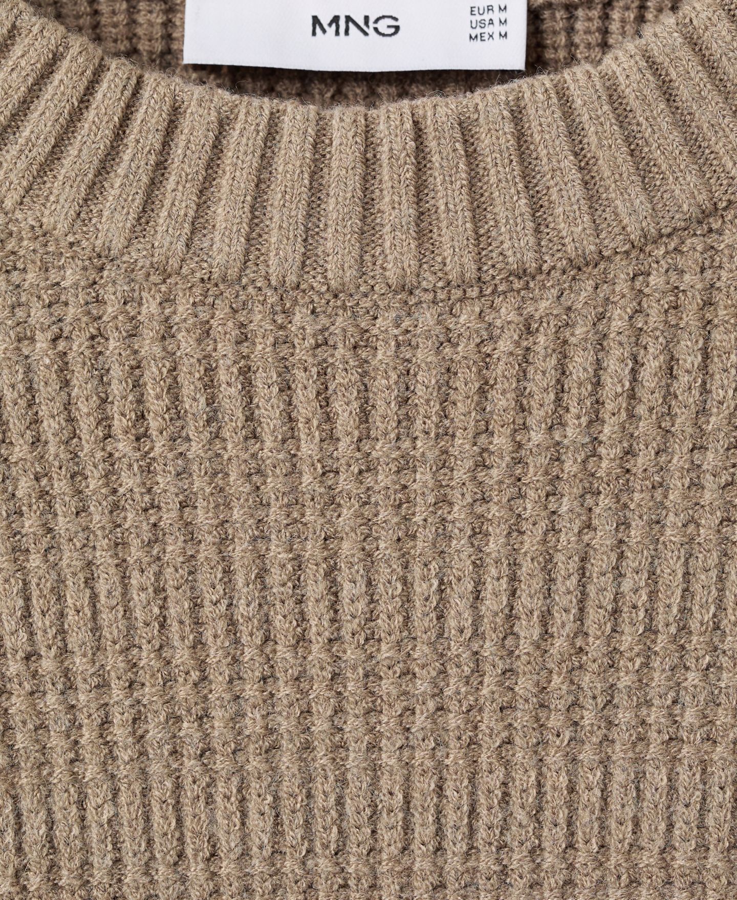 Мужской свитер MANGO Structured Knitted, цвет: Средний коричневый — фото 7