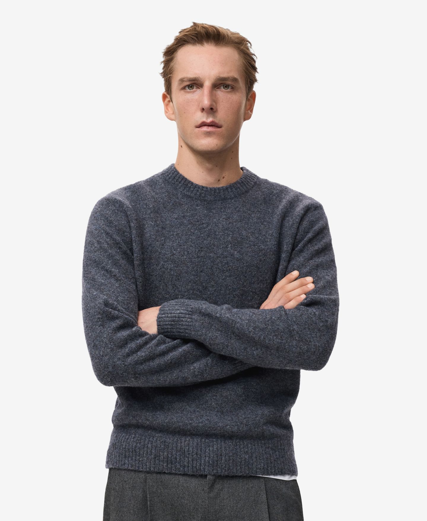 Мужской свитер MANGO Wool And Alpaca-Blend, цвет: Индиго синий — фото 1