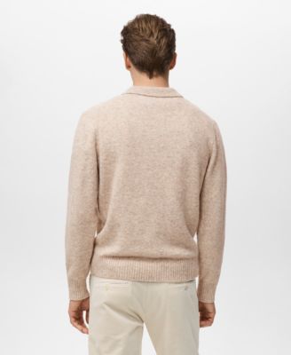 Men's Knitted Wool Blend Polo Sweater