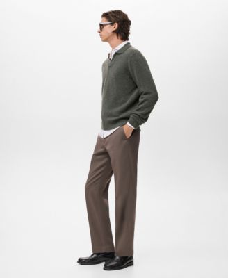 Men's Knitted Wool Blend Polo Sweater