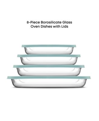 Borosilicate Glass Oven Dishes with Lids, Set of 4
