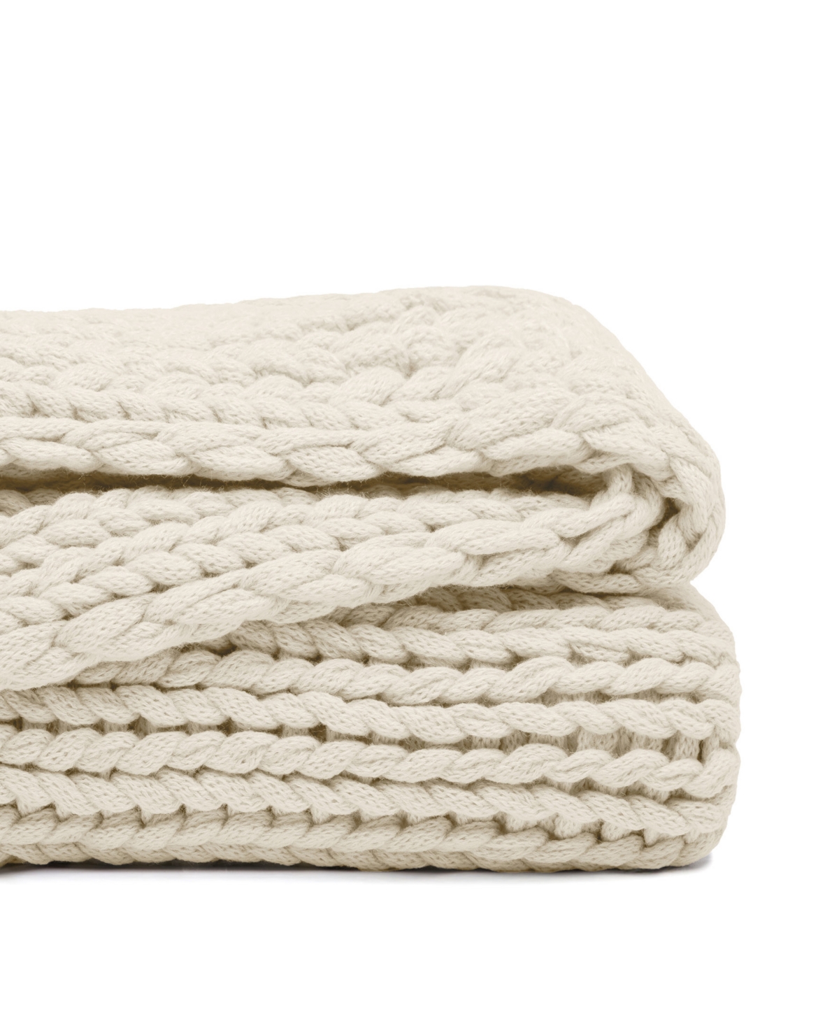 Ienjoy Home Eucalyptus Oversized Chunky Hand-knit Throw, 59" X 47" In Neutral