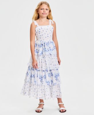 Girls' 7-16 Beaded Soutache Square Neck Dress