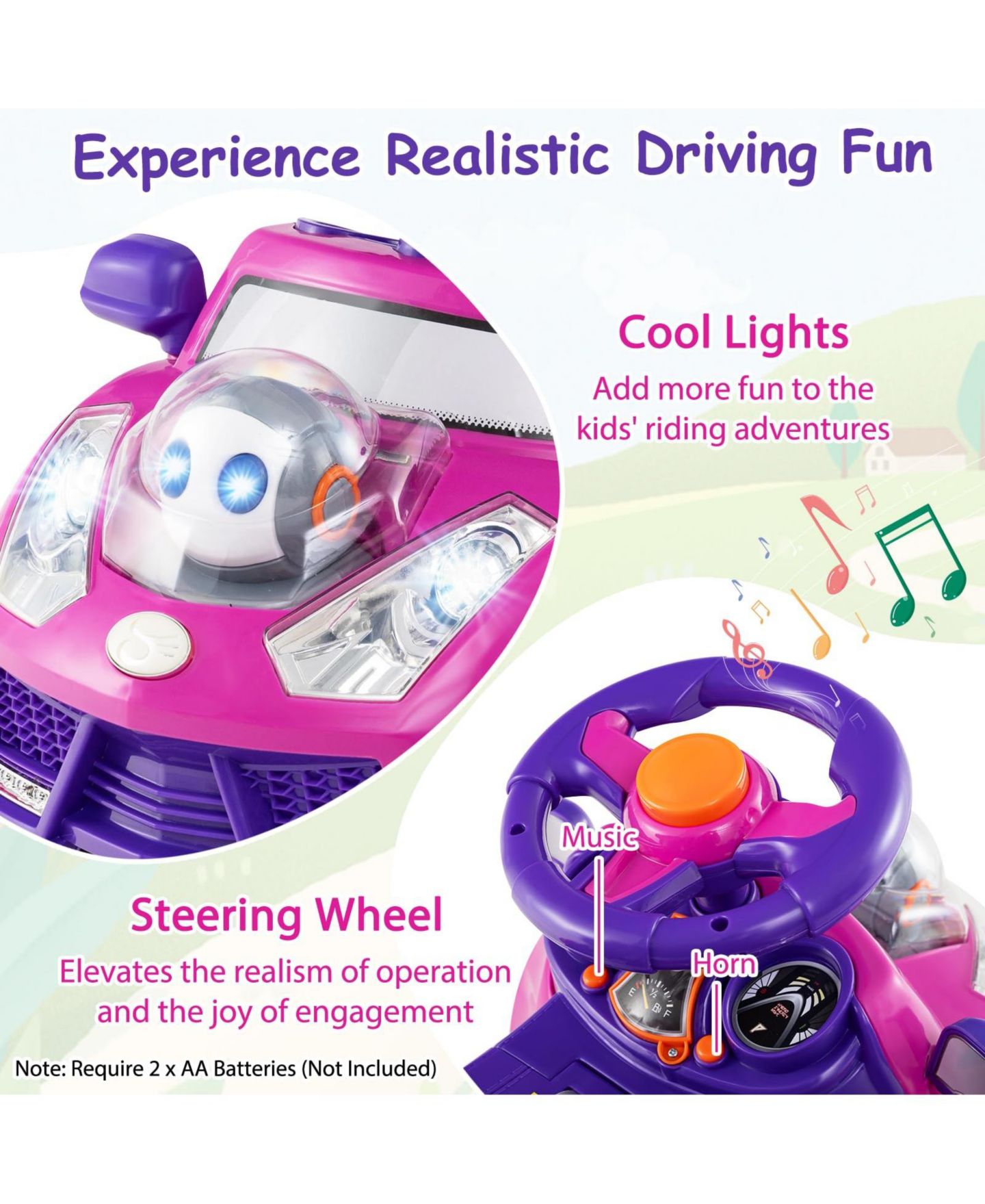 Детская игрушка Mecale 3-in-1 Push Car with Adjustable Canopy Ride-On, Ages 1+, цвет: Розовый — фото 7