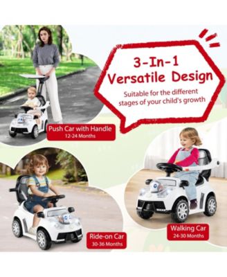 3-in-1 Push Car for Toddler Sliding Car with Seat Belt and Canopy