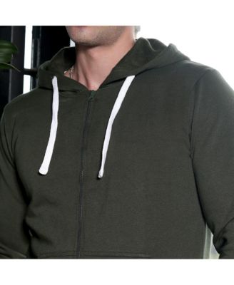 Men's Seaweed Green Zip-Front Regular Hoodie
