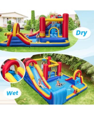 7 in 1 Outdoor Inflatable Bounce House with Water Slides and Splash Pools with 750W Blower