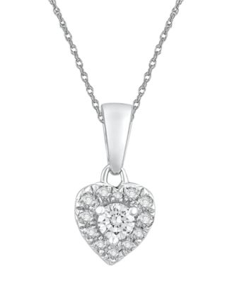 Diamond Heart Shape Halo Pendant Necklace (1/4 ct. t.w.) in 10k Yellow or White Gold