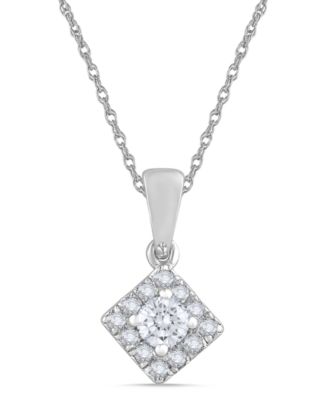 Diamond Round Shape Halo Design Pendant Necklace (1/4 ct. t.w.) in 10k White Gold