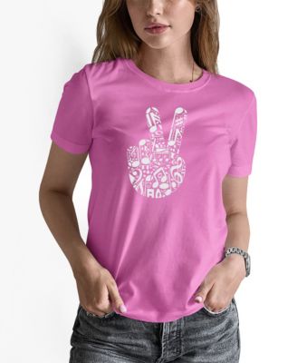 Women's Peace Finger Notes Word Art Long-Sleeve T-Shirt