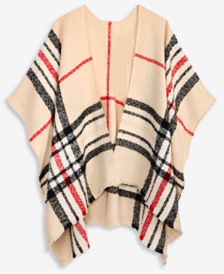 Plaid Boucl&eacute; Ruana Wrap