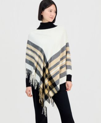 Women's Boucl&eacute; Fringe-Trim Poncho
