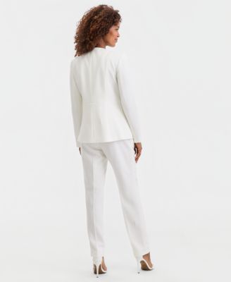 Women's Stretch Crepe Three-Button Seamed-Waist Jacket & High-Rise Straight Pants