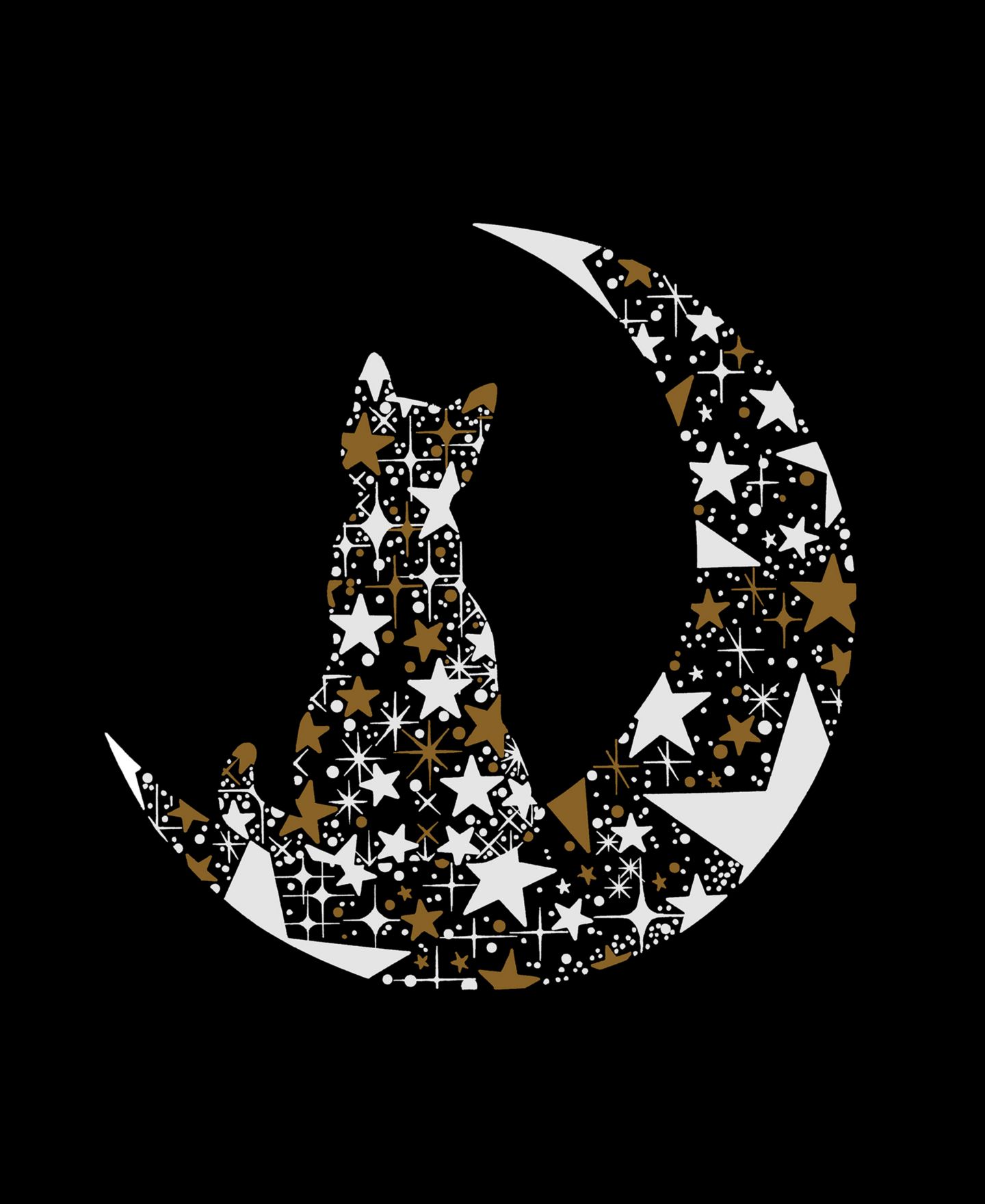 Женская толстовка LA Pop Art Cat Sitting On Moon Word Art Crew Neck, цвет: Чёрный — фото 2