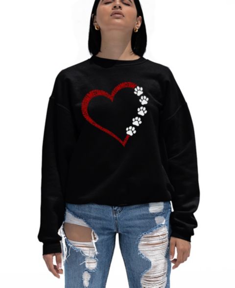 Женская толстовка LA Pop Art Meow Heart Word Art Crew Neck, цвет: Чёрный