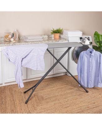 Ultra Ironing Board, 4-Leg, with Iron Rest, Matte Black Frame, Grey Cover