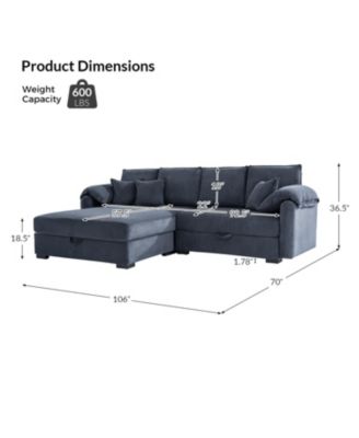 Brandee 2 - Piece Reversible Corduroy Sectional Sofa Chaise with Storage