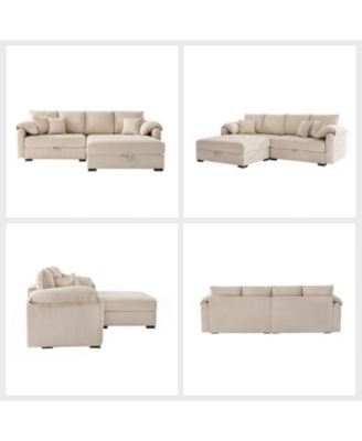 Brandee 2 - Piece Reversible Corduroy Sectional Sofa Chaise with Storage