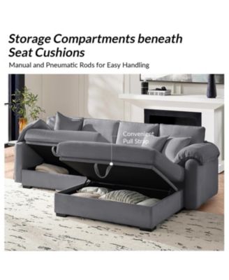 Brandee 2 - Piece Reversible Corduroy Sectional Sofa Chaise with Storage