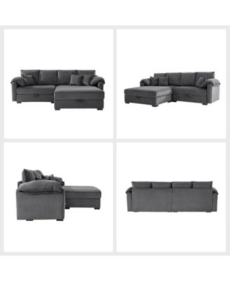 Brandee 2 - Piece Reversible Corduroy Sectional Sofa Chaise with Storage