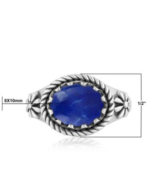 Sterling Silver Lapis East West Ring, Sizes 5 to 11