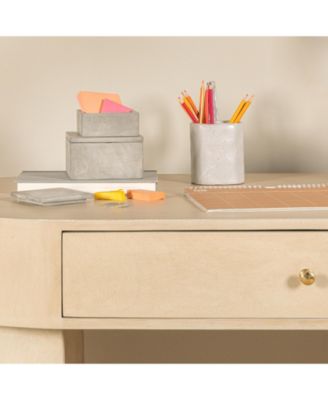 Contemporary Cement Boxes with Lids, Grey, Set of 2