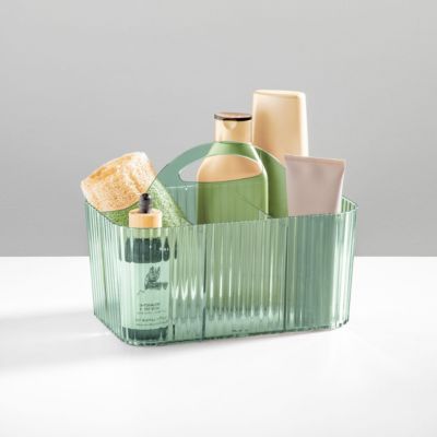 4-Section Fluted Storage Caddy Organizer with Handle - Sand Brown