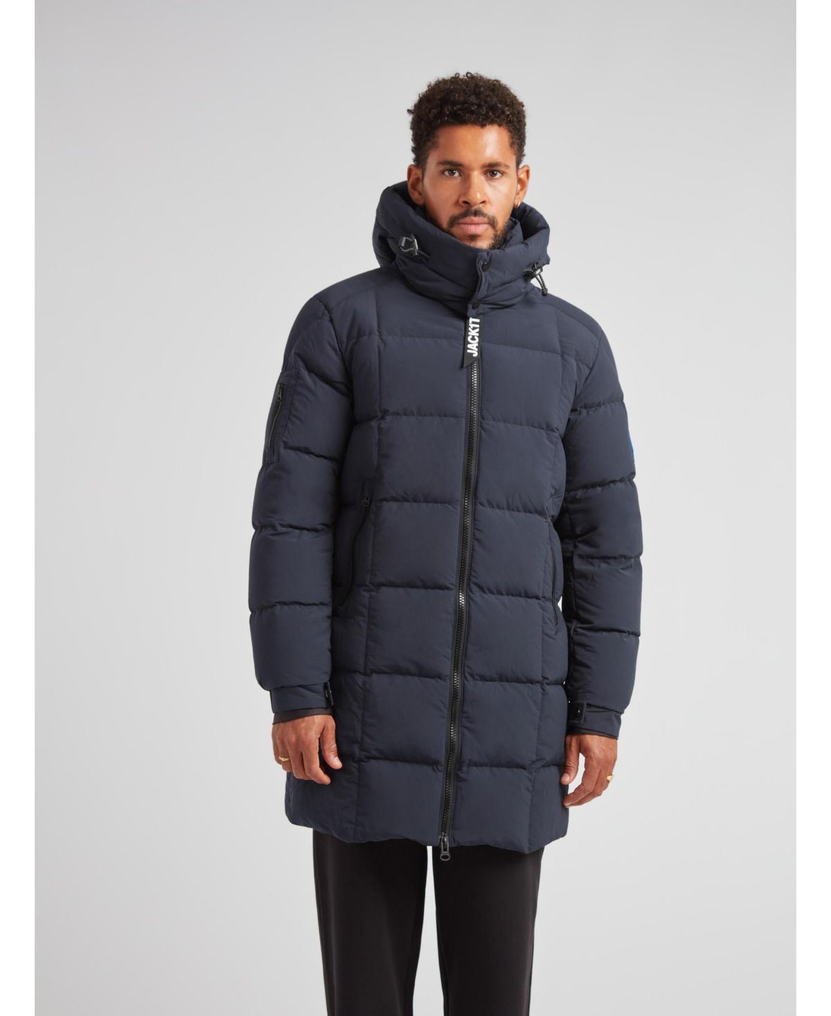 Мужское пуховое пальто EZ с капюшоном в клеточку