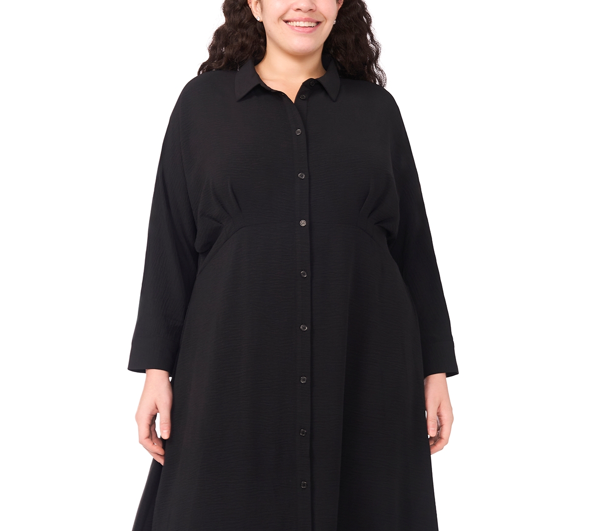 Msk Plus Button Front Collar Midi Shirtdress
