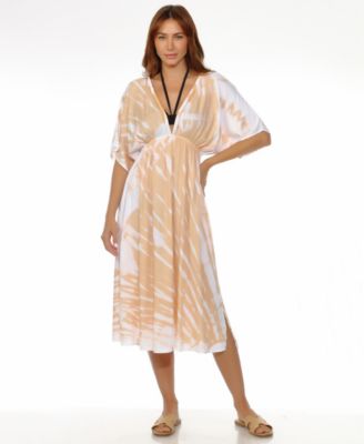 Women's Tie-Dyed Braid-Trim V-Neck Cover-Up Dress