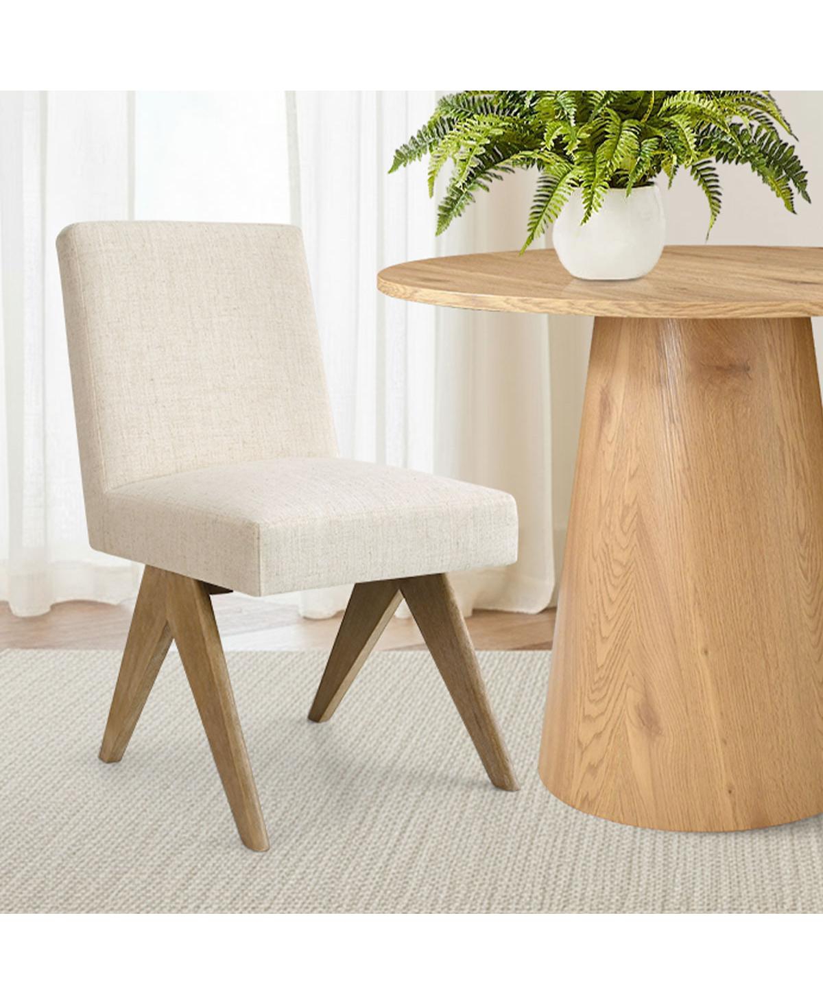 Maison Boucle 3-Piece Round Dining Table Set for 2, Small Kitchen with Rubberwood Legs and Upholstered Chairs Apartment or Nook