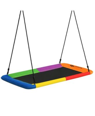 60 Inches Platform Tree Swing Outdoor with 2 Hanging Straps-Multicolor