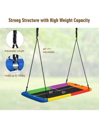 60 Inches Platform Tree Swing Outdoor with 2 Hanging Straps-Multicolor