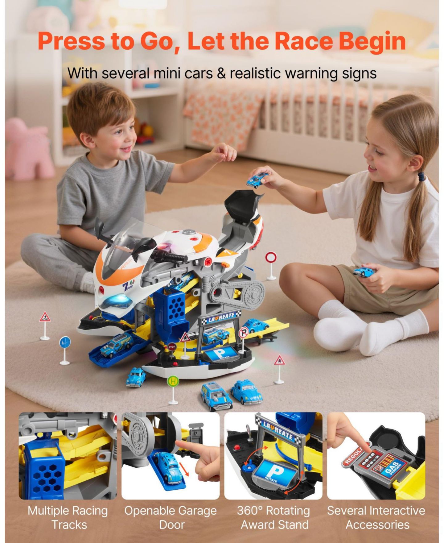 Детские игрушки Mecale Motorcycle Engine 6-in-1 Transforming 25-Piece Toy with Lights & Sounds, цвет: Синий — фото 4