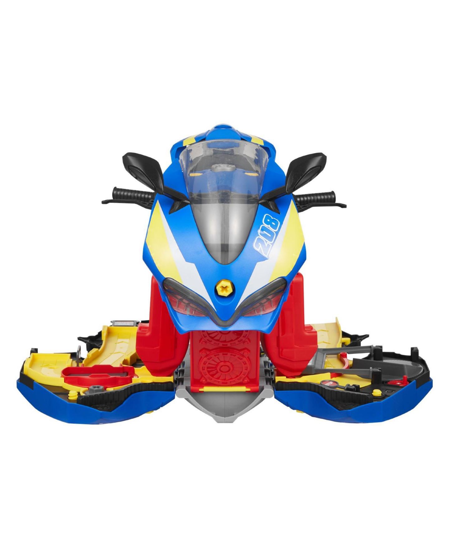Детский игровой набор Mecale Motorcycle 6-in-1 Transforming Lights & Sounds Racing Track 25-Piece Playset, Ages 3+, цвет: Синий — фото 3