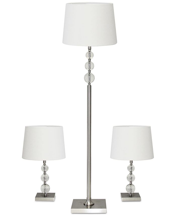 Adesso - 3-Pc. Metal and Crystal Lamp Set