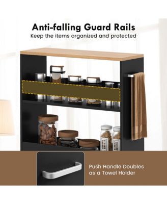 4-Tier Rolling Storage Cart 8" Slim Kitchen Cart on Wheels with Open Shelves