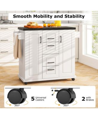 Rolling Kitchen Island Cart on Wheels Mobile Serving Utility Trolley Cart