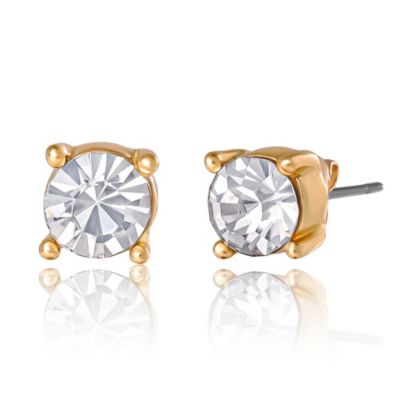 Mickey & Minnie Santa Necklace & Stud Earrings Set, Gold Tone