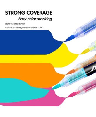 12 Colors Acrylic Paint Pens, Soft Brush Tip Markers, Quick-Drying, Waterproof for Canvas, Rock, Wood, Stone, Glass and Ceramic