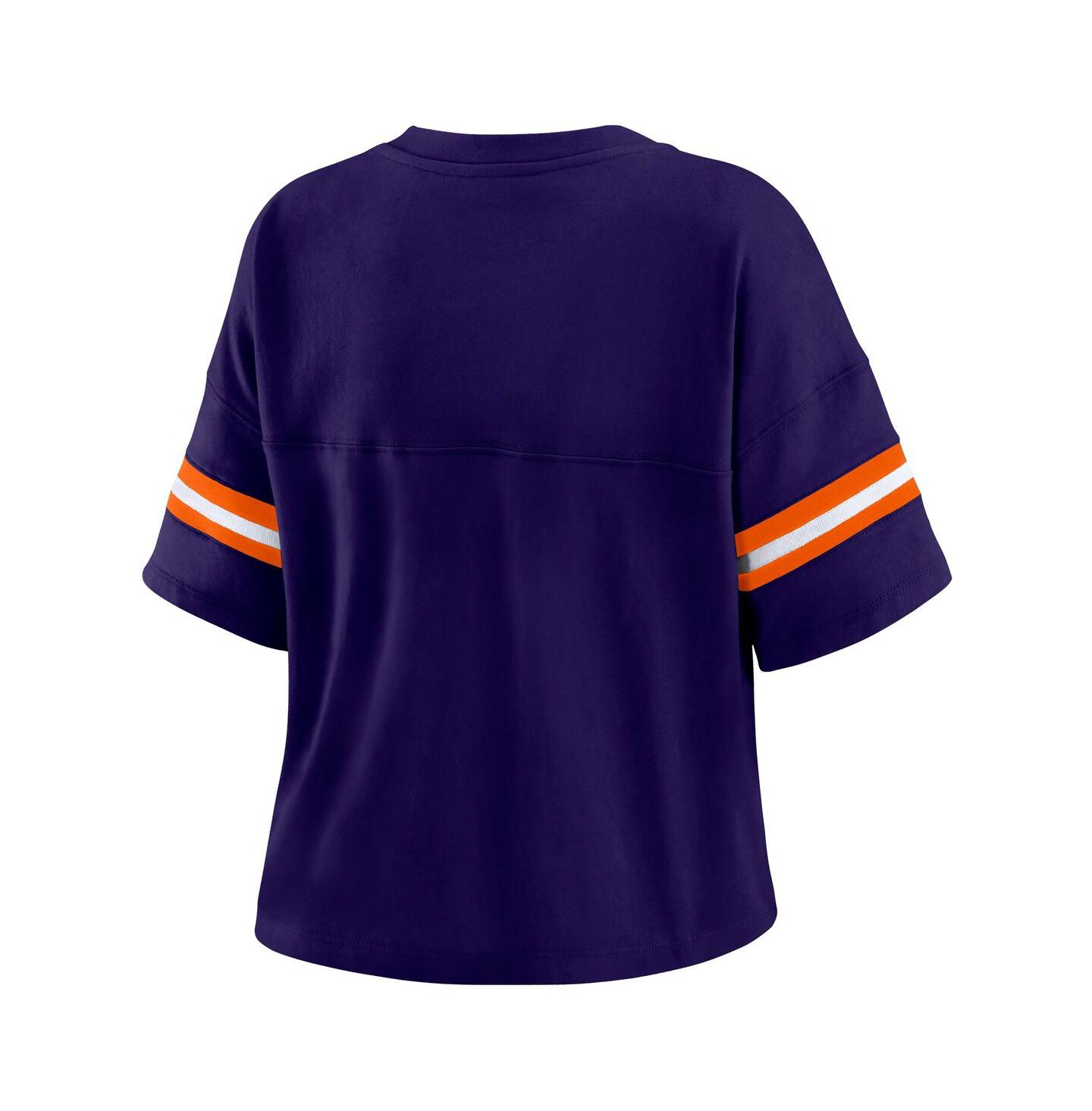 Женская футболка WEAR by Erin Andrews Purple Phoenix Suns Plus Size Color Block Boxy V-Neck — фото 3
